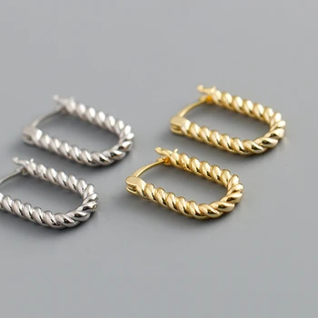 WANTME 925 Ayar Gümüş Büyüleyici Geometrik Büküm Spiral Hoop Küpe Kadınlar için 2021İns Küçük Huggie Küpe Parti Takı