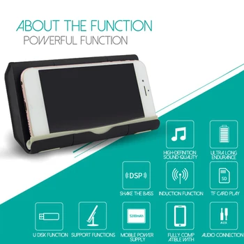 Yakın Alan Ses kablosuz hoparlör Endüktif Kaplin Boombox Subwoofer Hi-Fi Soundbar Powerbank ile telefon tutucu AUX TF PC