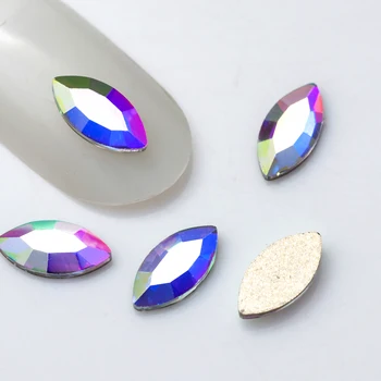 YANRUO 20 adet Kristal AB Gökkuşağı Renkleri Flatback Erik Rhinestones Farklı Şekiller Olmayan Düzeltme Nail Art Aksesuarları Süslemeleri