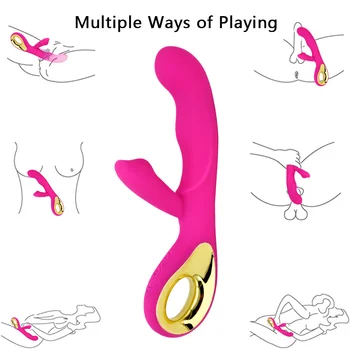 Yapay penis Tavşan vibratör masaj aleti Klitoris Stimülatörü Erotik Seks Oyuncakları Kadınlar için G Noktası Masaj Çift Motorlu Kadın Masturbators