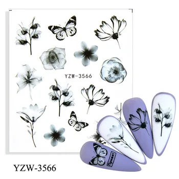 Yaprak Pembe Çiçek Su Çıkartmaları Tırnak Çıkartmalar Sevimli Kaymak Tırnak Sanat Manicura Accesorios Tırnak Sticker Tasarım Dekorasyon Ongles