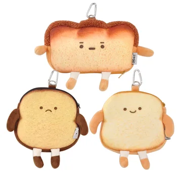 Yaratıcı Sevimli tost ekmeği peluş bozuk para cüzdanı kolye kulaklık ruj çanta Sikke sırt çantası süsler Zarif anahtarlık komik hediye