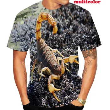 Yaz 3d baskı T Shirt moda Erkek kısa kollu tişört Hip Hop Streetwear Komik Akrep Baskılı T Shirt