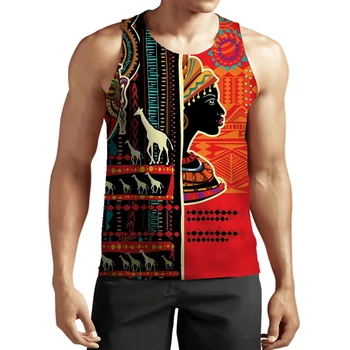 Yaz Afrika Baskı Tank Top Erkekler / Kadınlar Casual Kolsuz Tişört Moda Dashiki Giyim Etnik Tarzı Hip Hop Streetwear Yelek