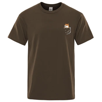 Yaz Serin erkek T Shirt Moda T-Shirt Cep Kedi Mektubu Baskılı Casual Erkek TShirt Streetwear Yüksek Kalite Marka Üstleri Tee