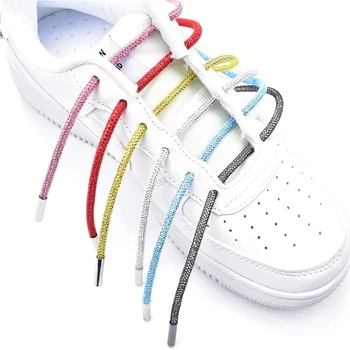 Yeni 1 ADET Yuvarlak Rhinestone Ayakabı Kristal Elmas AJ / AF1 Renkli Ayakkabı Bağcıkları Sneakers Ayakkabı Bağı Kemer Giyim Dekorasyon