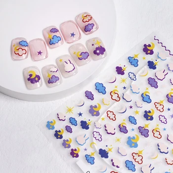 Yeni Karakter Sonbahar Kış Sincap Ayı Boyalı Lale Çiçek 3D Kazınmış Tırnak Sticker Nail Art Süslemeleri Tırnak Çıkartmaları Tasarım