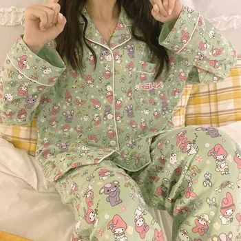 Yeni Kawaii Sevimli Sanrio Mymelody Pijama Ev Giysileri Uzun Kollu Pantolon Rahat Sevimli Kız noel hediyesi Kız Arkadaşı İçin