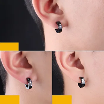 Yeni Pop 1 adet Siyah kulak klipsi Olmayan Piercing Küpe Kadın Erkek Hiçbir Kulak Deliği Sahte Küpe Kulak Daire Punk Takı