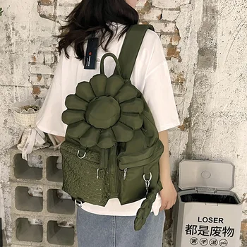 Yeni Sevimli 3d Çiçekler Kadın Sırt Çantası Dayanıklı Kumaş Naylon okul çantası Güzel Tarzı Kız okul sırt çantası Kadın seyahat sırt çantası