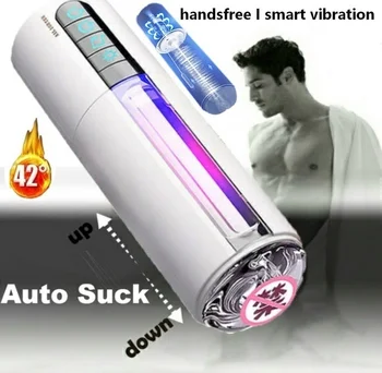 Yeni süper serin erkek Handsfree otomatik emmek akıllı ısıtma mastürbasyon kupası kaynaklı titreşim Masturbator seks oyuncak Xícara De Masturbad
