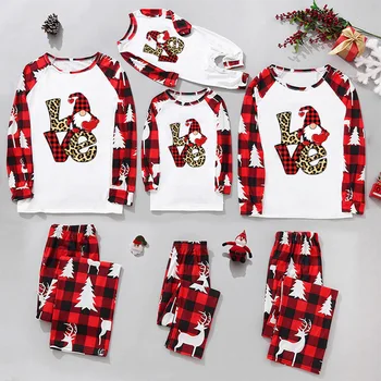 Yeni Yıl Pijama Aile Eşleştirme Kıyafetler Baskı Ekose Patchwork Pijama Noel Aileler için Bebek Romper Aile Giyim