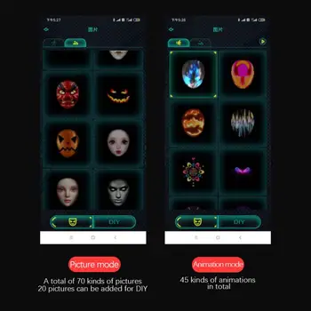 YENİ Bluetooth APP Kontrolü Akıllı Karnaval Led Yüz Maskeleri Ekran led ışık Up Maske Programlanabilir Değişim Yüz DIY Kendi Photoes
