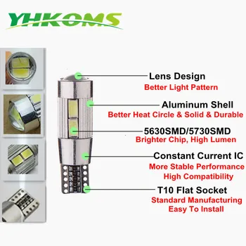 YHKOMS Canbus T10 W5W LED iç ışık 194 168 LED lamba araba lisansı plaka ışık 5630 SMD oto araba LED ampuller hata ücretsiz