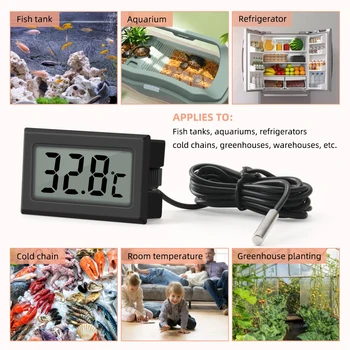 Yieryi Dijital Termometre Higrometre Mini Siyah Kablolu/Kablosuz Elektronik Termostat Akvaryum Pet Kutuları Evler Bahçeler