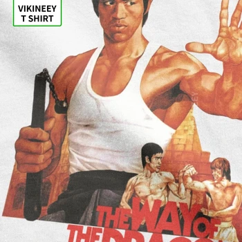 Yolu Ejderha Bruce Lee T Shirt Erkek% 100 % pamuklu tişört Ejderha Film Kung Fu Brusli Karate Çin Tee Gömlek Kısa Kollu Üst
