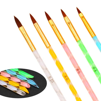 Yüksek Kalite 5 Adet Moda & Faydalı Akrilik UV Jel Nail Art Builder Boyama Çizim Fırça Kalem Seti Nail Art Powde Fırça