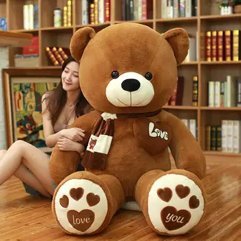 Yüksek Kalite 80/100 CM Eşarp İle 4 Renkler Teddy Bear Dolması Hayvanlar Ayı Peluş Oyuncaklar Güzel Bebek Çocuk Severler Doğum Günü Bebek hediye