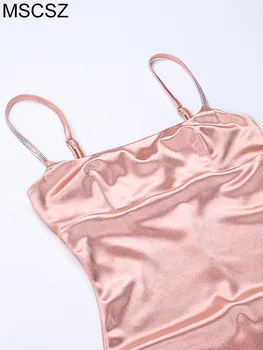 Zarif kadın elbiseleri Parti İçin 2022 Rhinestone Kokteyl Abiye Spagetti Kayışı Bodycon Mini Elbise Pembe