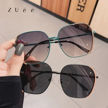 ZUEE Yeni stil Kadın moda güneş gözlükleri Metal Kore tarzı kare oval güneş gözlüğü Kişiselleştirilmiş anti-uv gözlük