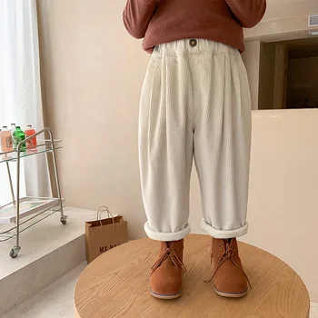 Çocuk Giyim 2022 Sonbahar Kış Bebek kadife pantolon Trendi Erkek ve Kız Kore Tarzı Yastıklı Rahat Basit Sıcak Pantolon