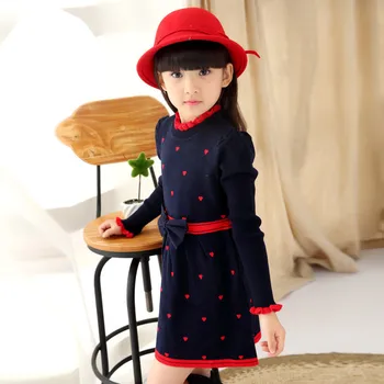 Çocuk Kazak Kalp Desen Kız Kazak Elbise Bahar Sonbahar çocuk Kazak Rahat Tarzı çocuk giyim Kız