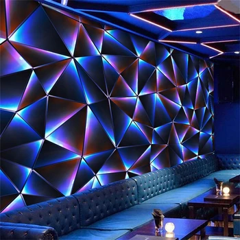Özel Ktv wallcloth clubhouse şarkı salonu e-spor ınternet bar arka plan duvar resmi geometri duvar kağıdı yansıtıcı duvar çıkartmaları